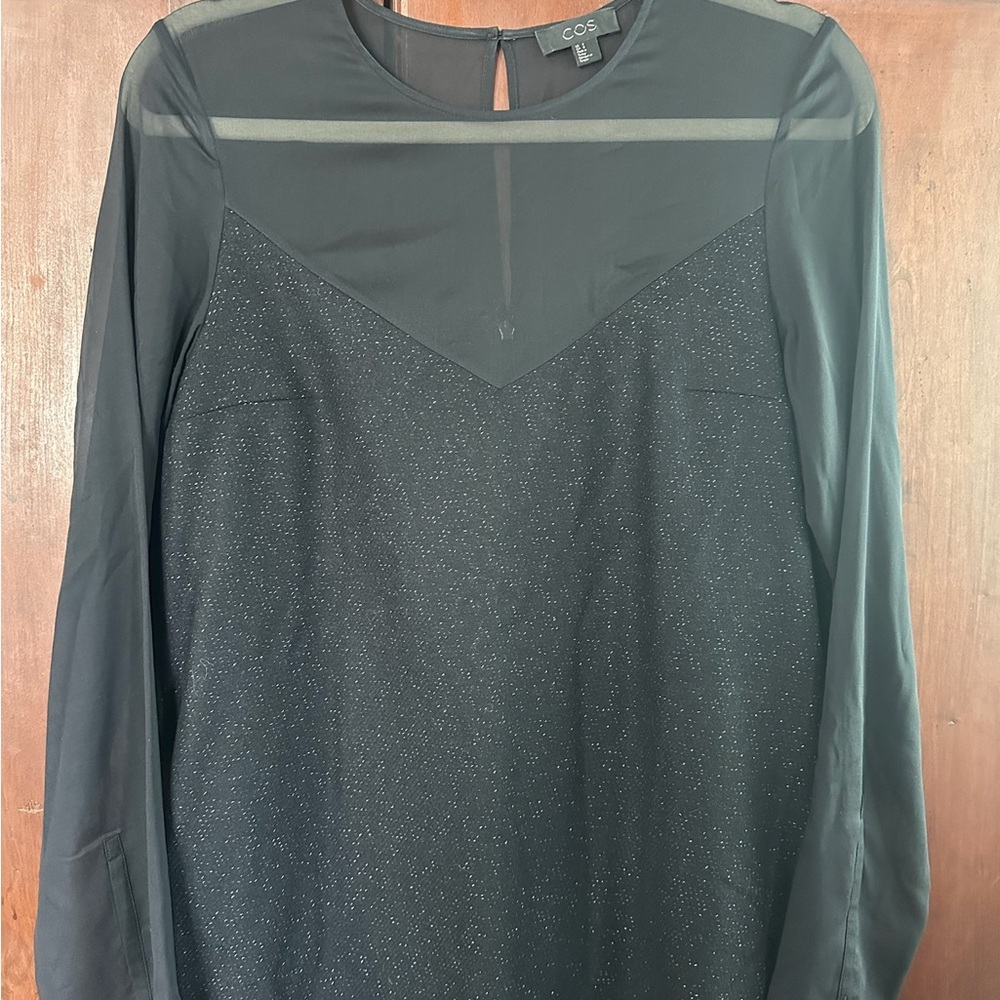 COS Black Long Sleeve Dress with Sheer Detail - Picture 8 of 13